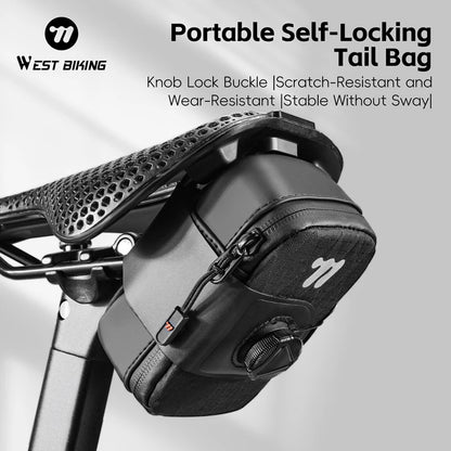 WEST BIKING Mini Bicycle Saddle Bag Knob Self-locking Portable Cycling Tail Bag Tool Storage Bag MTB Road Bike Accessories