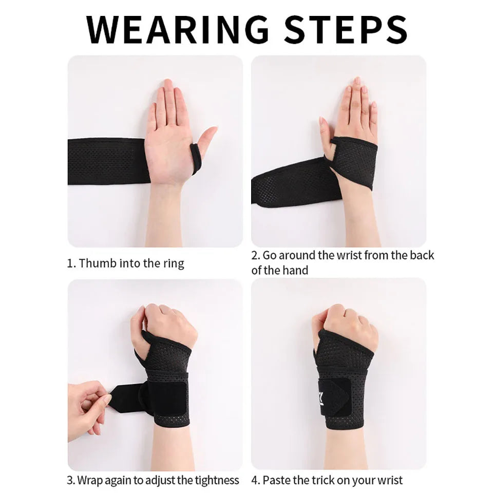 GTUBIKE 1PC Adjustable Wrist Strap Sports Wrist Support Brace Black Weightlifting Wristband For Men & Women Badminton Tennis Gym