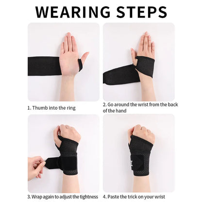 GTUBIKE 1PC Adjustable Wrist Strap Sports Wrist Support Brace Black Weightlifting Wristband For Men & Women Badminton Tennis Gym
