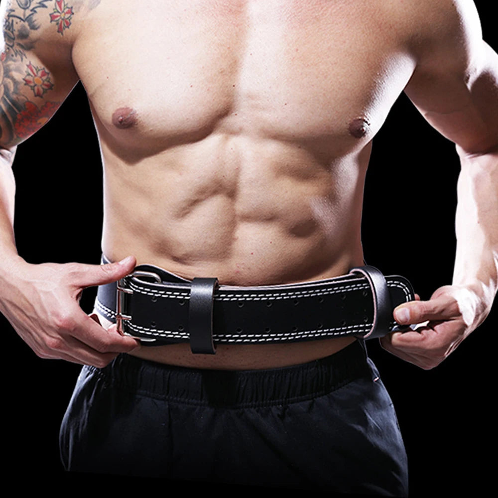 Professional Leather Fitness Buckle Weightlifting Belt Adjustable Gym Waist Belts for Squats Training Bodybuilding Lumbar Brace