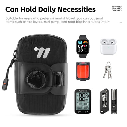 WEST BIKING Mini Bicycle Saddle Bag Knob Self-locking Portable Cycling Tail Bag Tool Storage Bag MTB Road Bike Accessories