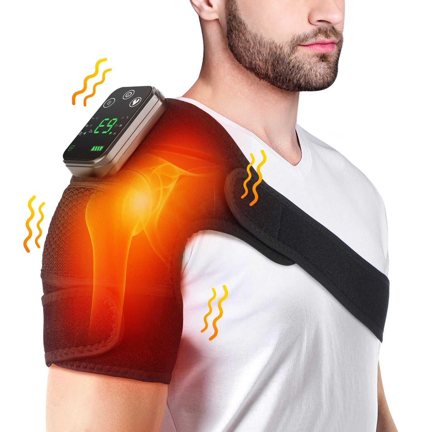 Electric Shoulder Massager Heating Vibration Massage Belt Hot Compress