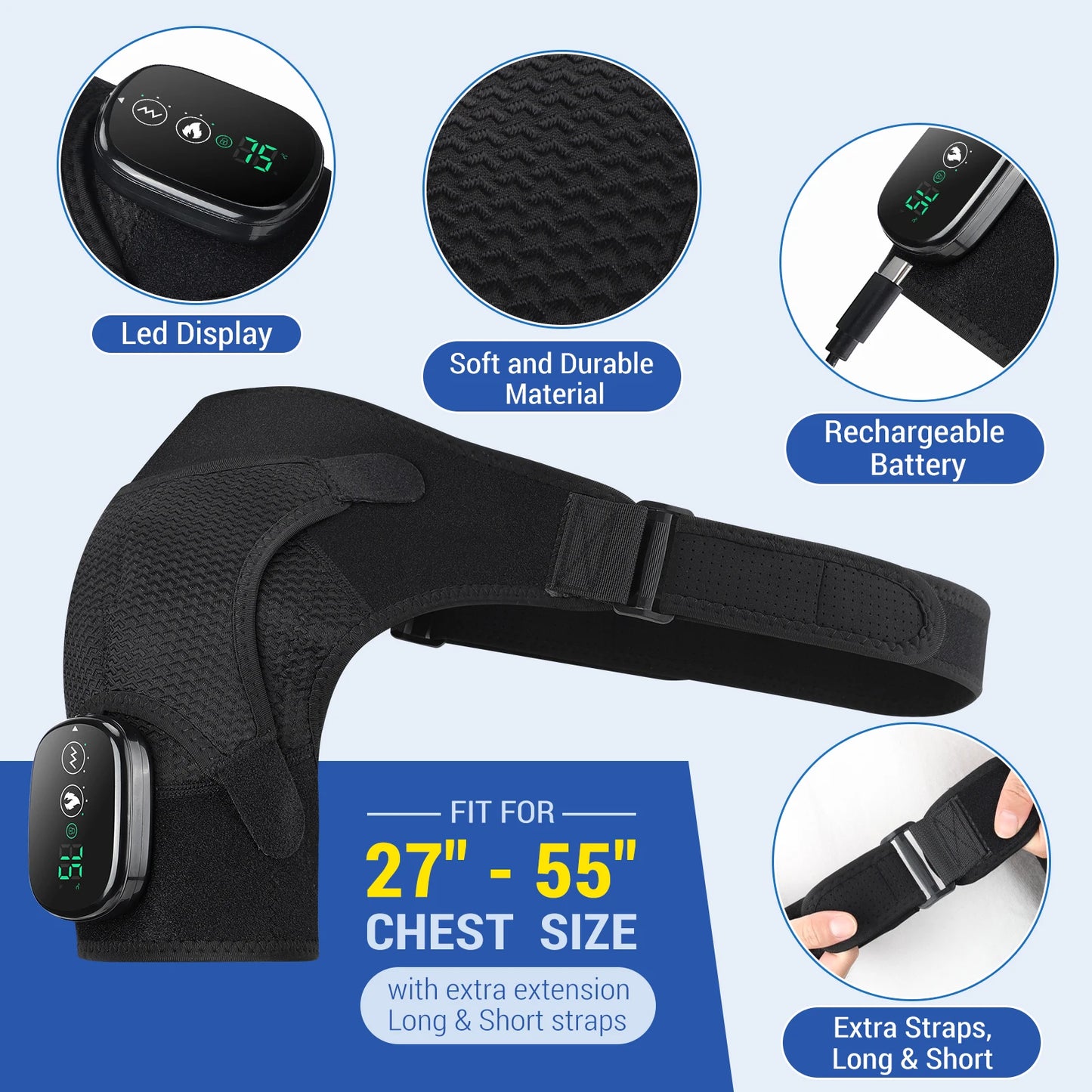Electric Shoulder Massager Heating Vibration Massage Belt Hot Compress