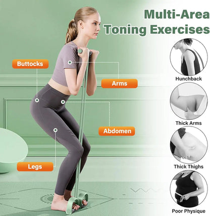 6 Tubes Natural Rubber Pedal Resistance Bands with Handles Multifunctional Yoga Pedal Puller Elastic Tension Rope Full Body Slimming Stretching Trainer Fitness Exercise Equipment for Abdomen Waist Arm Leg Home Gym Yoga Workou