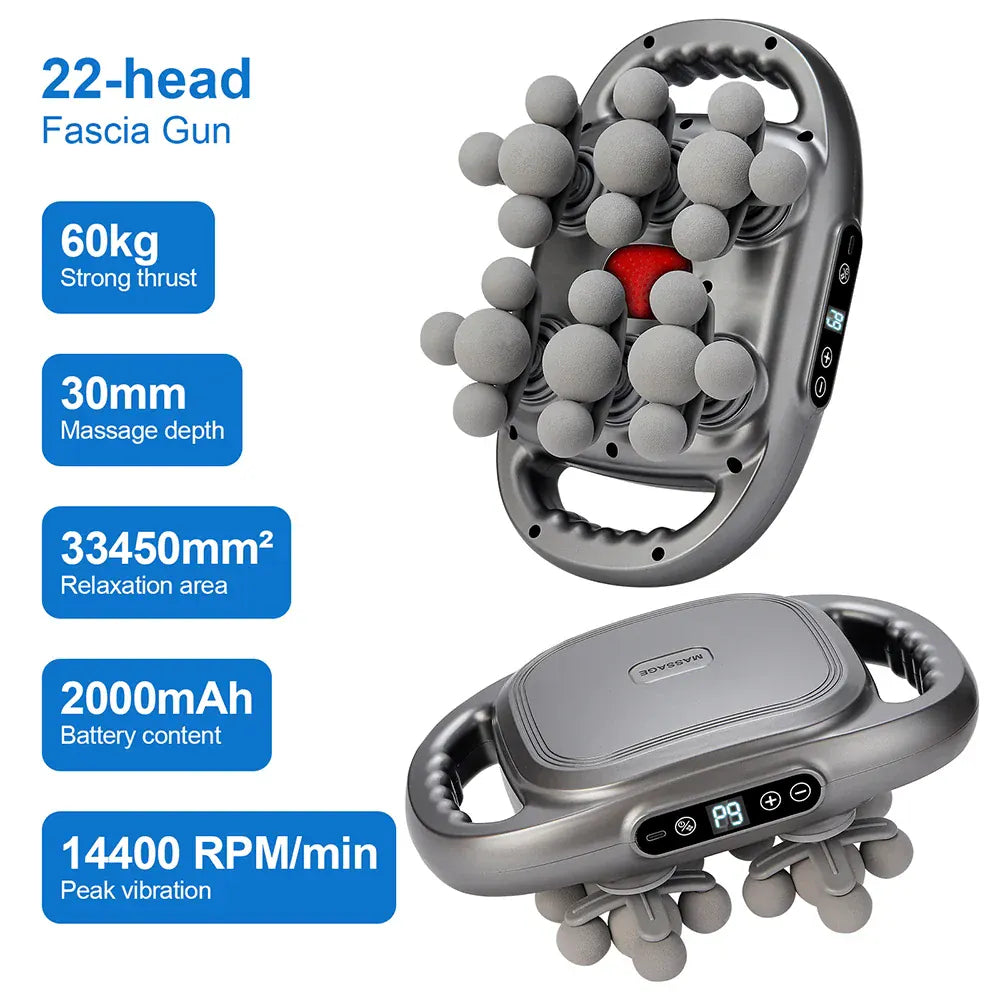 22-Head Fascia Gun High-Frequency Vibration Body Massage