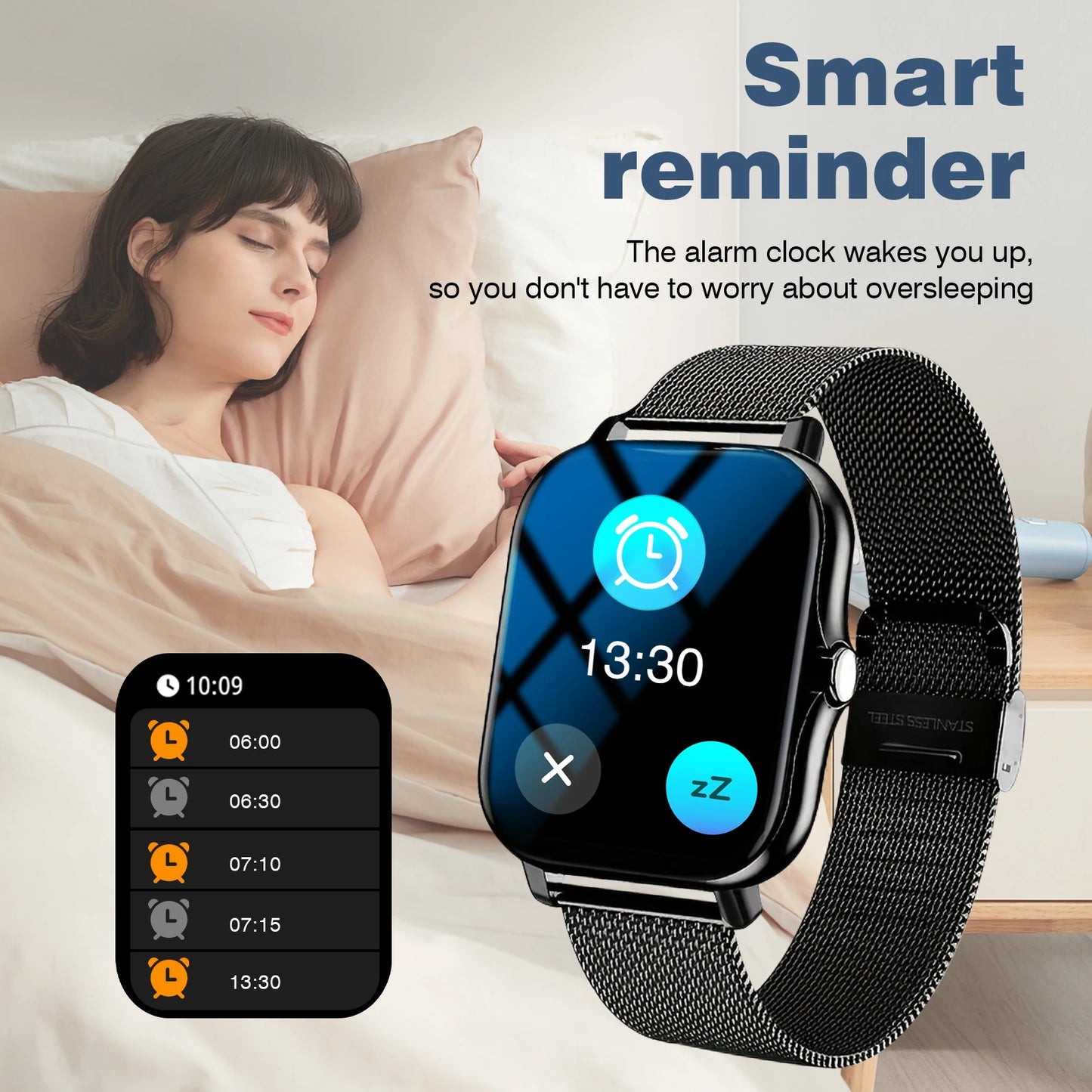 Sports smart watch, fitness activity detector, Bluetooth calling, message reminder view, unisex, suitable for Android and iPhone