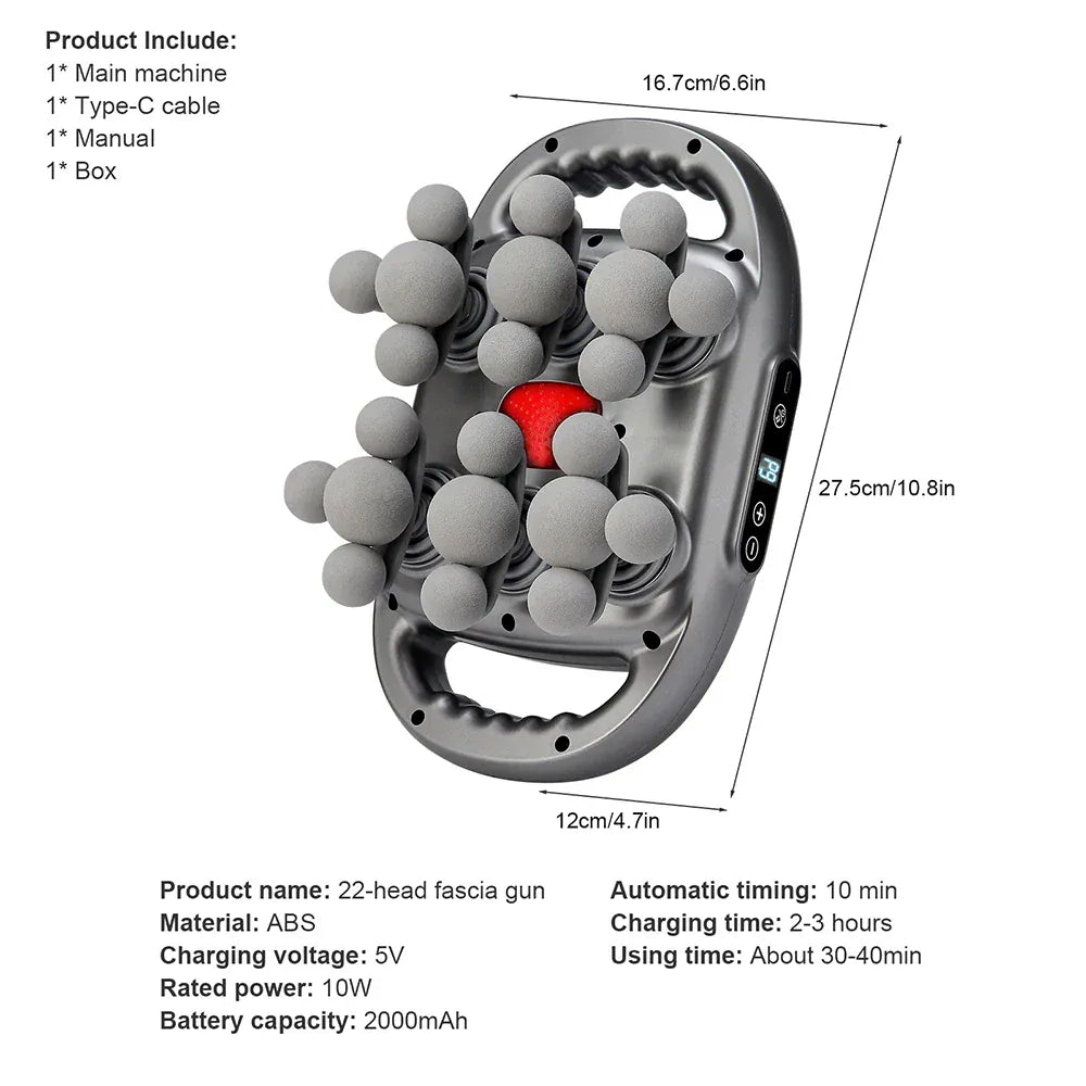 22-Head Fascia Gun High-Frequency Vibration Body Massage
