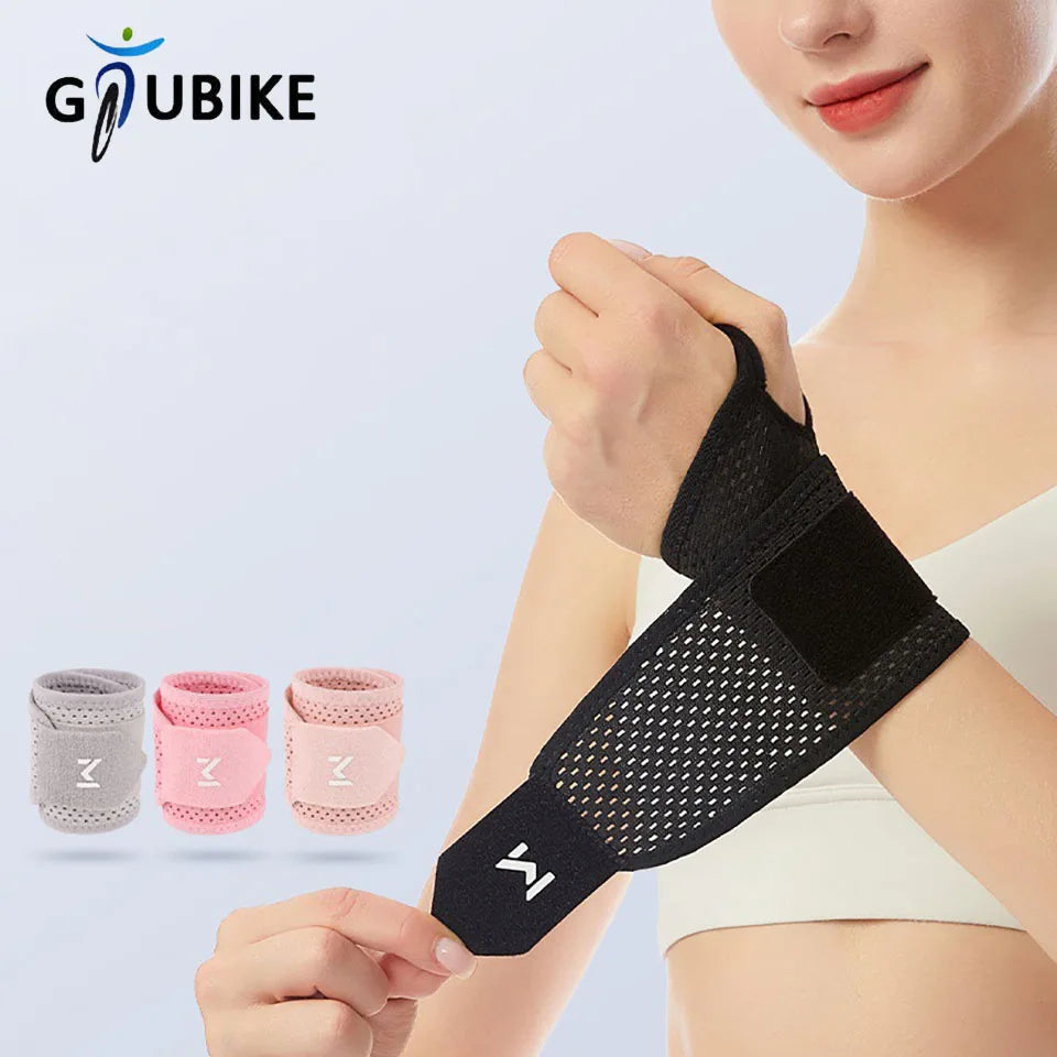 GTUBIKE 1PC Adjustable Wrist Strap Sports Wrist Support Brace Black Weightlifting Wristband For Men & Women Badminton Tennis Gym