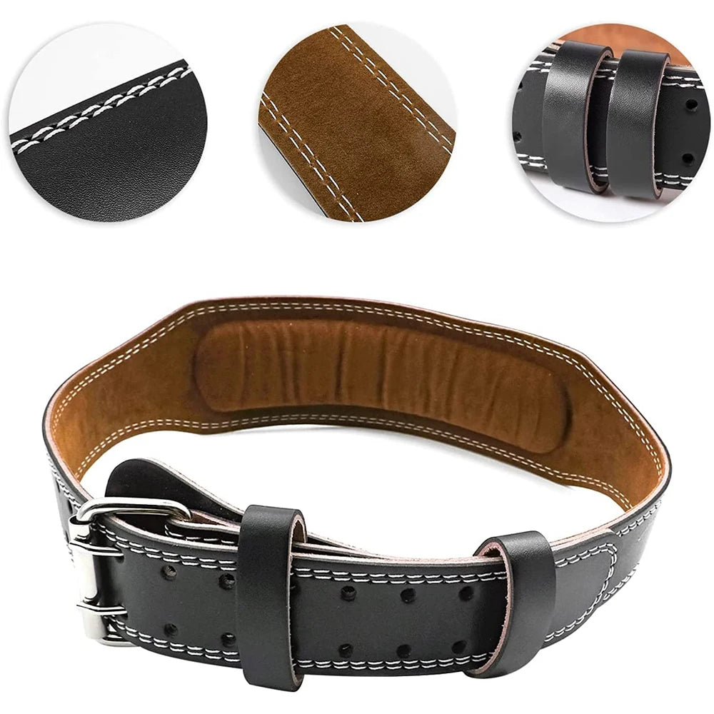 Professional Leather Fitness Buckle Weightlifting Belt Adjustable Gym Waist Belts for Squats Training Bodybuilding Lumbar Brace
