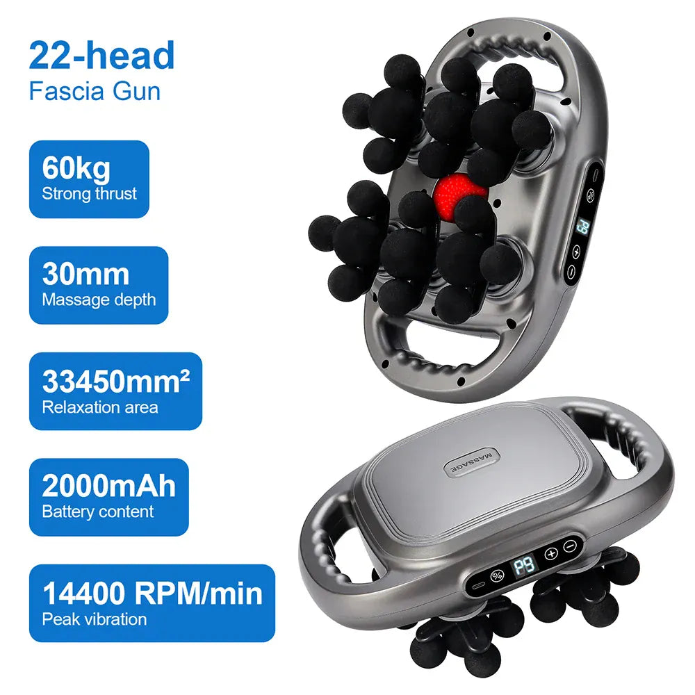 22-Head Fascia Gun High-Frequency Vibration Body Massage