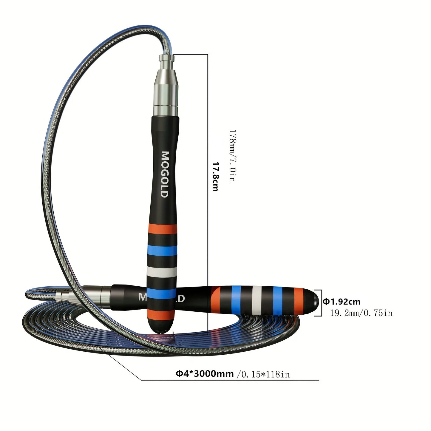 MOGOLD Professional Self-locking Jump Rope Dual-bearing Speed Skating Freely Adjustable Steel Wire Rope