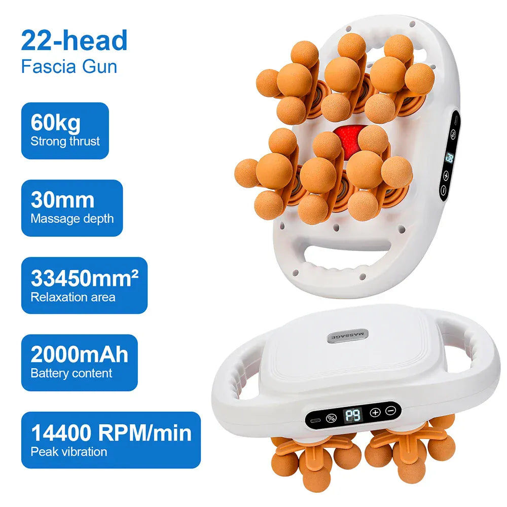 22-Head Fascia Gun High-Frequency Vibration Body Massage