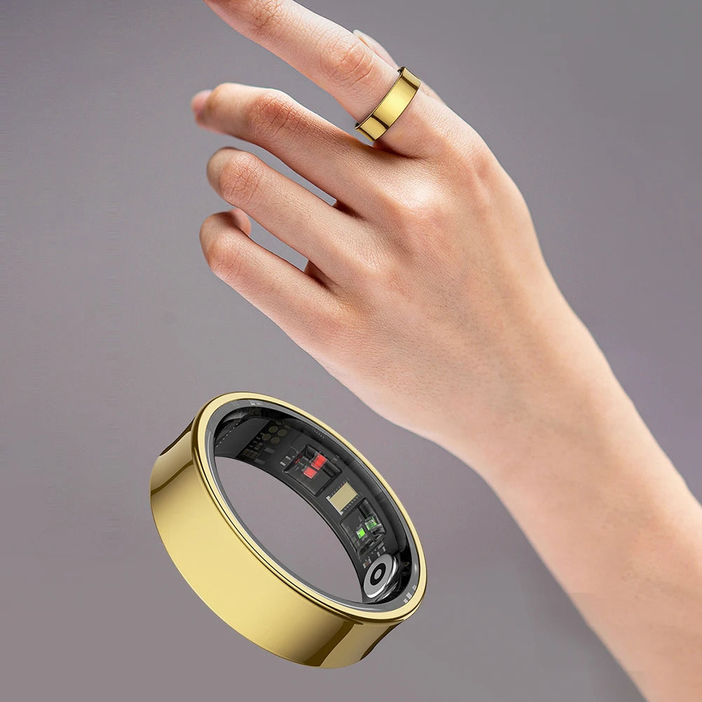 R09 Smart Ring Waterproof 5ATM Health Fitness Rings Heart Rate Blood Oxygen Sleep Monitoring with Charging Case for IOS Android