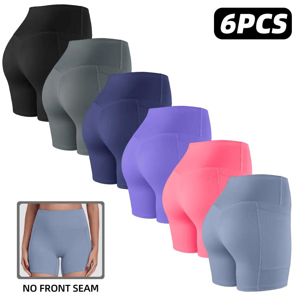 【LOCAL SHIPPING】1/3/4/6-PACK Tummy Control & Butt Lifting Shorts S-2XL - 2026 No Front Seam 5'' Yoga Shorts with Pockets Elastic Waistband Gym Running Daily Wear