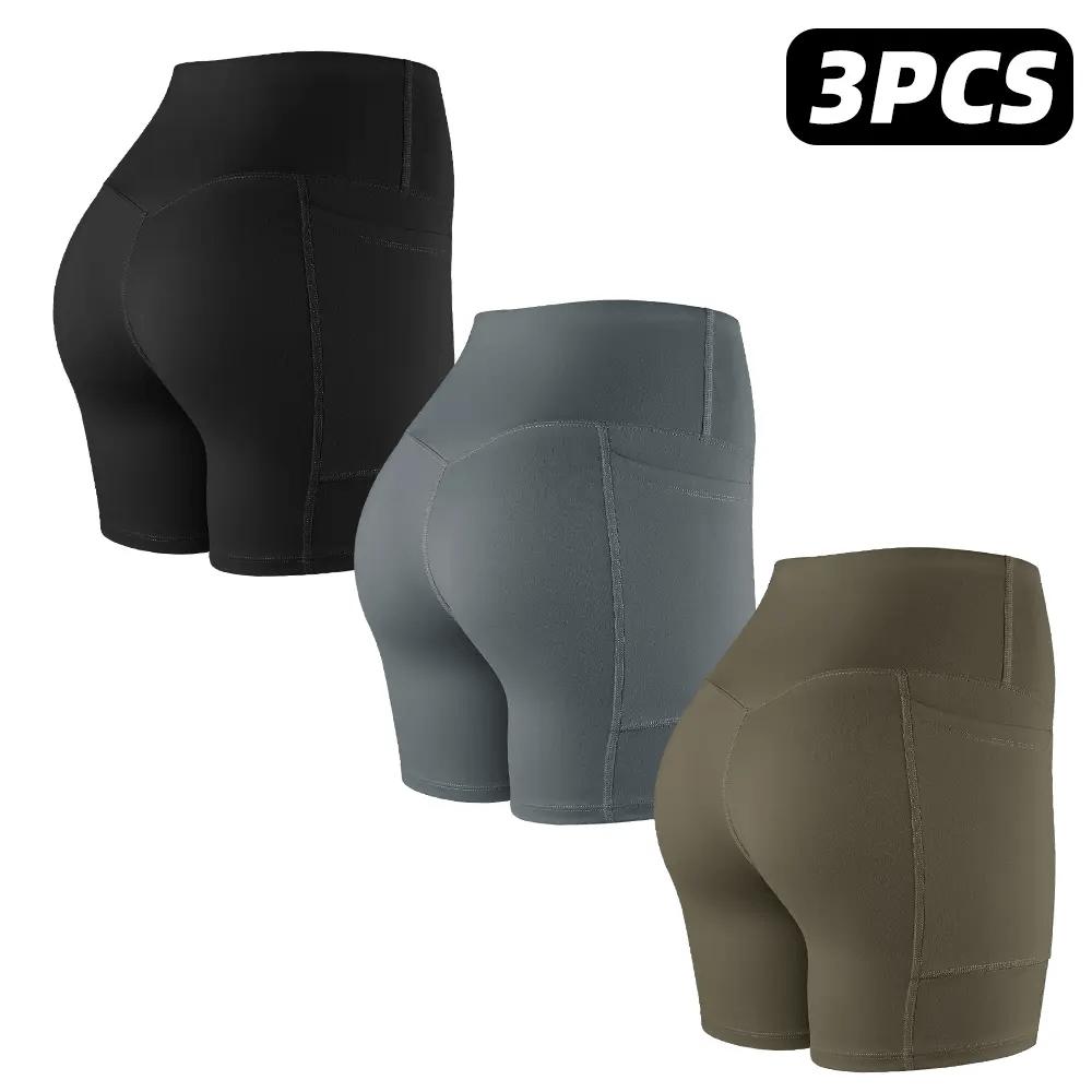 【LOCAL SHIPPING】1/3/4/6-PACK Tummy Control & Butt Lifting Shorts S-2XL - 2026 No Front Seam 5'' Yoga Shorts with Pockets Elastic Waistband Gym Running Daily Wear
