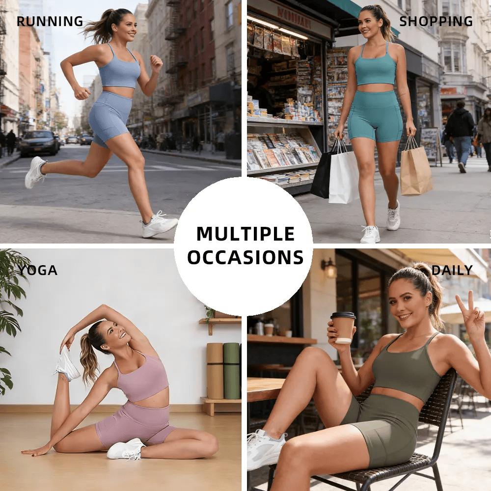 【LOCAL SHIPPING】1/3/4/6-PACK Tummy Control & Butt Lifting Shorts S-2XL - 2026 No Front Seam 5'' Yoga Shorts with Pockets Elastic Waistband Gym Running Daily Wear