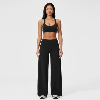 MFVIM Women’S Two-Piece Set Featuring a Racerback Bra and High-Waisted Striped Straight Pants, Suitable for Outdoor Running and Cycling, Gym Workouts, Yoga, and Pilates.