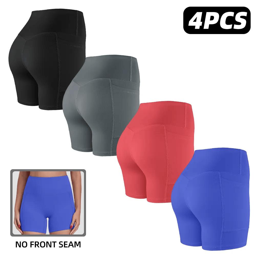 【LOCAL SHIPPING】1/3/4/6-PACK Tummy Control & Butt Lifting Shorts S-2XL - 2026 No Front Seam 5'' Yoga Shorts with Pockets Elastic Waistband Gym Running Daily Wear